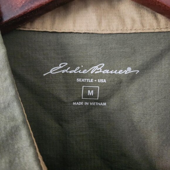 EDDIE BAUER Army/Khaki Green Short Sleeve Button Up Shirt. Mens M. - Picture 3 of 6